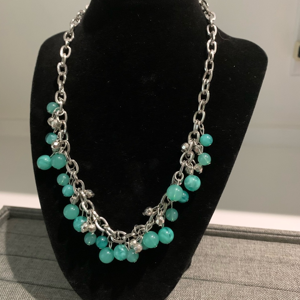 Paparazzi Teal and silver beaded necklace